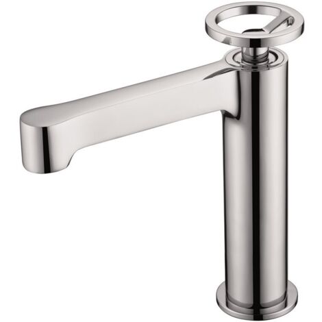 IMEX Miscelatore monocomando per lavabo in ottone cromato con cartuccia ceramica Ø26 mm set 2 flessibili 3-8 inclusi altezza 184 mm canna 135 mm colore cromato modello Imex-BDC033-1