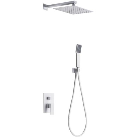 Colonna doccia incassata con monocomando  Modello DUBLINO  Soffione di dimensioni standard  Colore bianco finitura opaca [IMEX®]