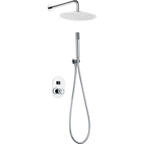 Colonna doccia incassata con monocomando  Modello OLIMPO  Testa doccia di dimensioni standard  Colore grigio finitura cromata [IMEX®]