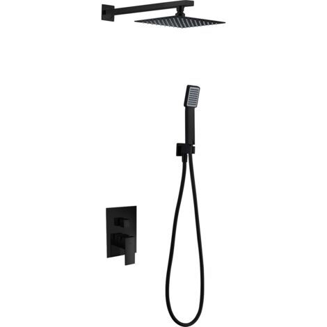 Colonna Doccia Incasso con Monocomando  Modello DUBLINO  Testa Doccia di dimensioni Standard  Colore Nero Finitura opaca [ IMEX® ]