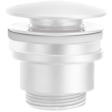 IMEX Valvola scarico click-clack in ottone e acciaio bianco opaco per lavabo e bidet con-senza troppopieno filettatura 1-4 sistema apertura-chiusura 20000 cicli montaggio rapido - Modello Imex-VCC