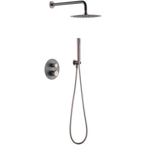 Kit Incasso Doccia Termostatico Line Grigio Opaco Champagne Imex Imex Gtd038 Gc