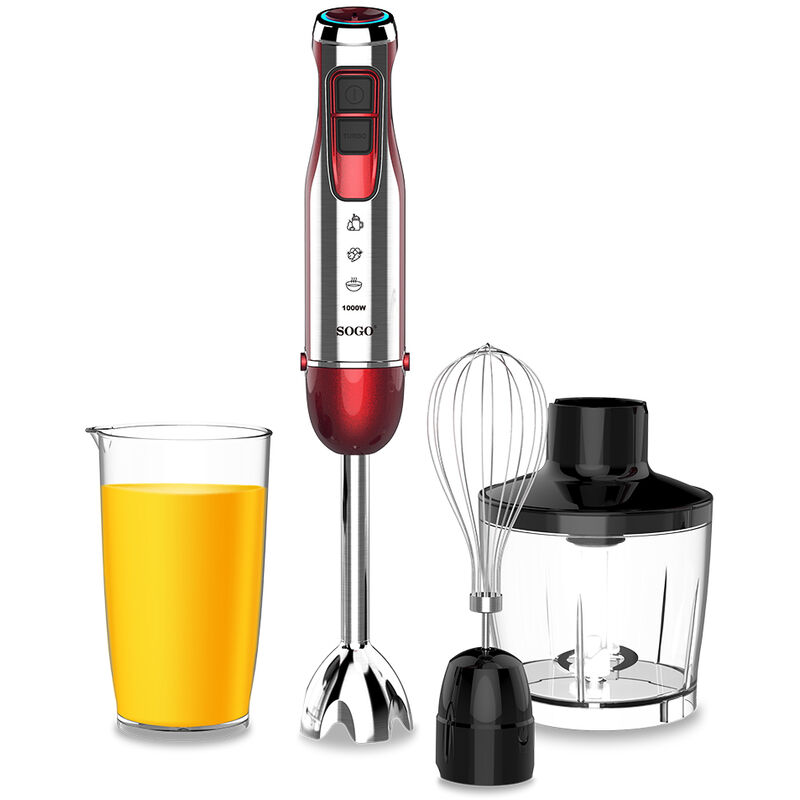 BATIDORA DE MANO - INOX - 3 ACCESORIOS - 1000W-ROJO