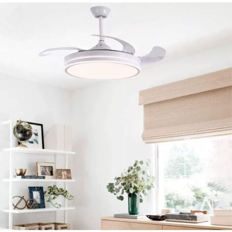 Ventilador Plafón de techo, BEL AIR HOME - Serie COCON, color Blanco, Motor DC, Aspas Desplegables, Luz Led 36W (3000K, 4000K, 6500K) Mando a Distancia Incluido