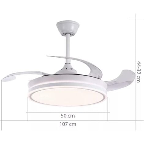 Ventilador Plafón de techo, BEL AIR HOME - Serie COCON, color Blanco, Motor DC, Aspas Desplegables, Luz Led 36W (3000K, 4000K, 6500K) Mando a Distancia Incluido