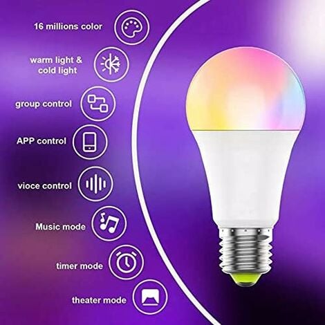 Bombilla LED Inteligente Smart E27 A60 Dimable CCT+RGB 10W WiFi Compatible  con Alexa y Google Home • IluminaShop