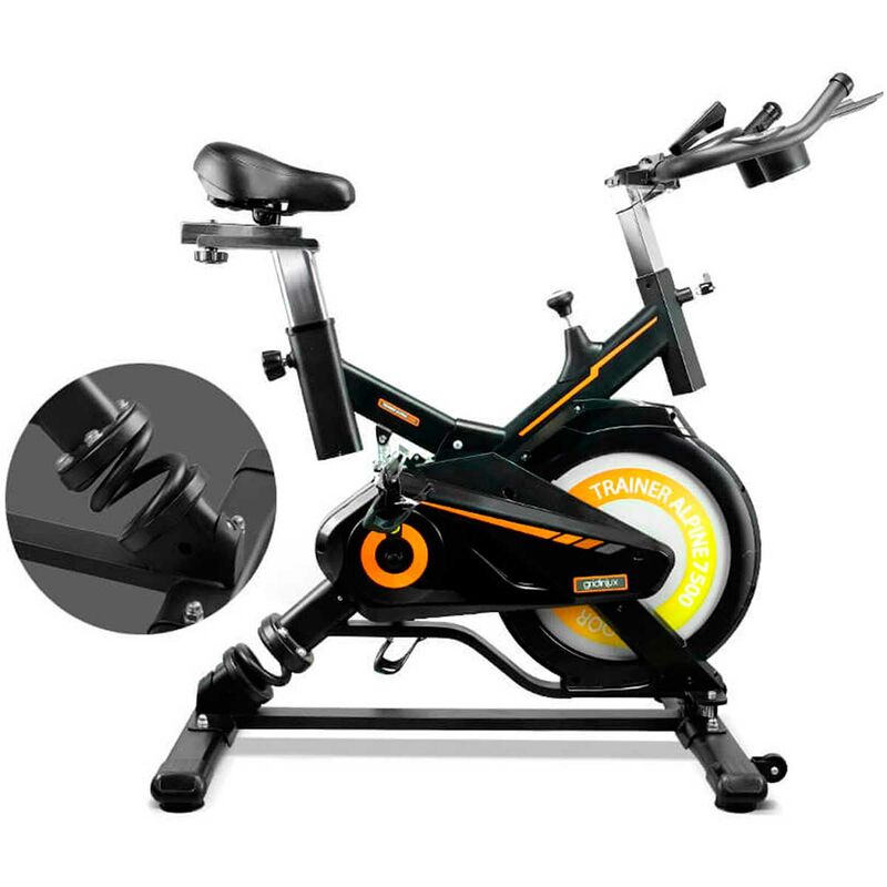 Bicicleta Spinning ALPINE 7500. Volante de Inercia 15 kg Avanzado. Gridinlux