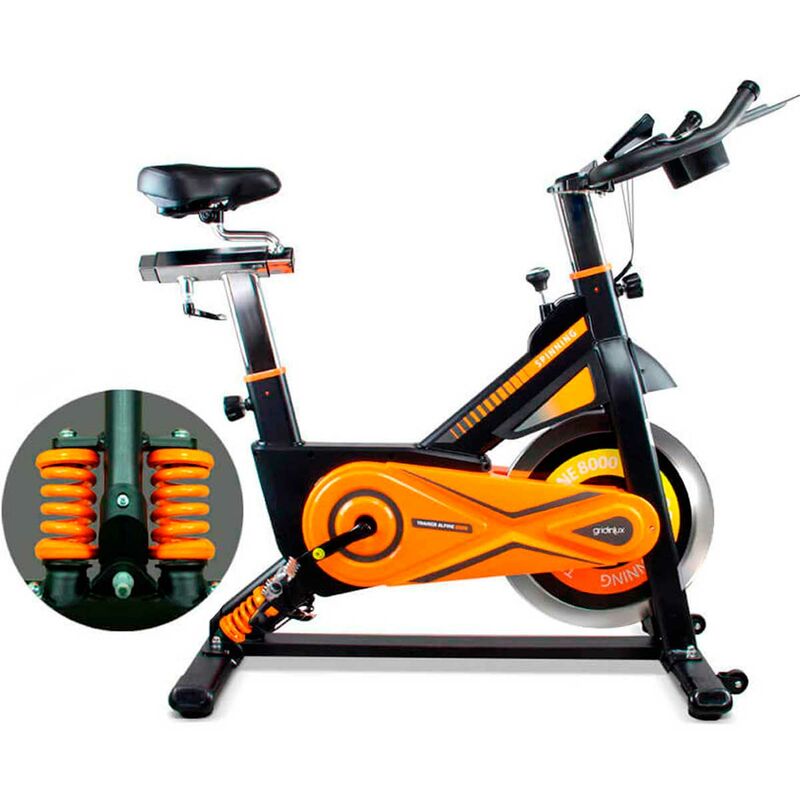 Bicicleta Spinning ALPINE 8500. Volante de Inercia 25 kg Avanzado. Gridinlux