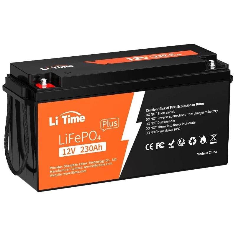 LiTime 12V 230Ah Plus Low-Temp-Schutz LiFePO4 Batterie Eingebautes 200A  BMS, Max 2944Wh Energie, Lithium-Eisenphosphat Batterie Perfekt für  Solaranlage, Womo, Camping, Boot, Hausenergiespeicher