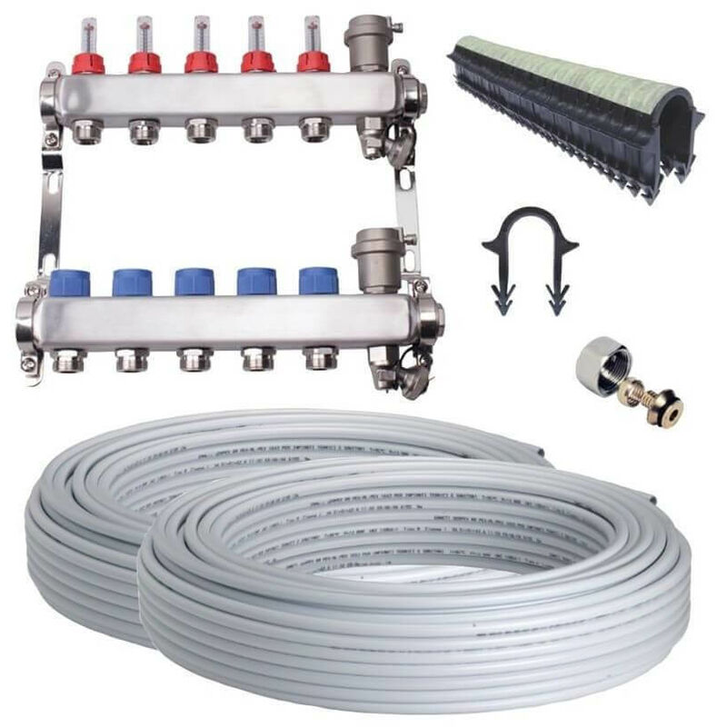 Kit plancher chauffant hydraulique 110 m² collecteur inox tube — free download