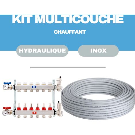Kit plancher chauffant hydraulique 40 m² collecteur inox - tube multicouche