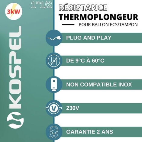 Résistance électrique avec thermostat 3 kW - 230V