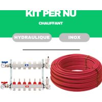 Kit plancher chauffant hydraulique 90 m² collecteur inox - tube PER Nu