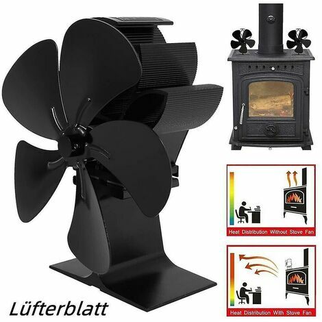 Snow-New Black Wooden Box Hot Air Blower Fireplace Fan Blade Burning Blower