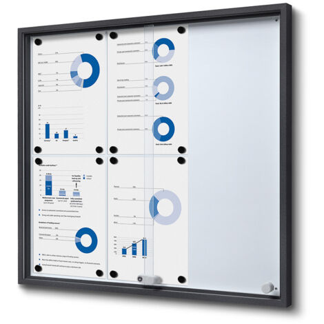 Schaukasten Alu Mit Schiebetüren – 8x A4, B1 Brandschutz, Sicherheitsglas, Abschließbar, 906x641x50 Mm