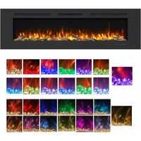 Chimenea Eléctrica de Pared Mystflame Galaxy 72, 183x45x14.5 centímetros, 13 Colores de Llama y Luz Inferior, Lecho de Combustible de Troncos y Cristales, Termostato 750/1500W, Control Remoto y Pantal