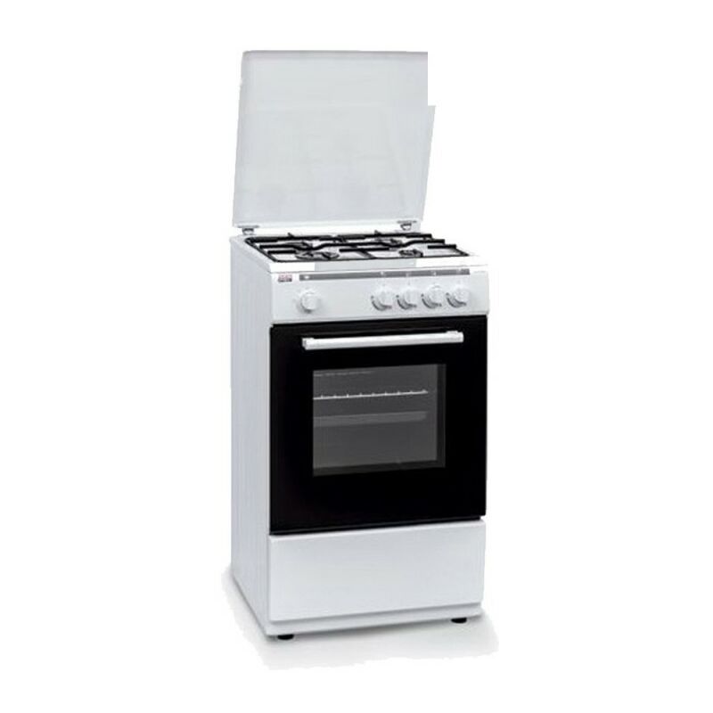 Pol Nwc55bw Cocina de gas 4 fuegos blanco newpol fogones horno 48l 50cm independiente parcialmente catalítico sobremesa butano grill 85cm 50cm.