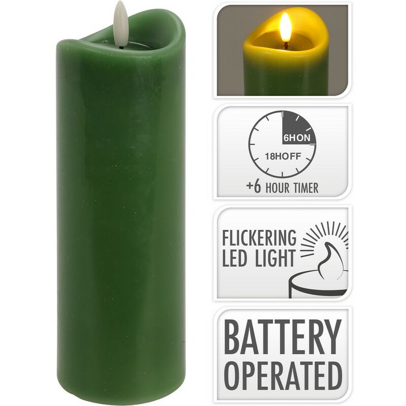 CANDELA VERDE LED 7X20CM