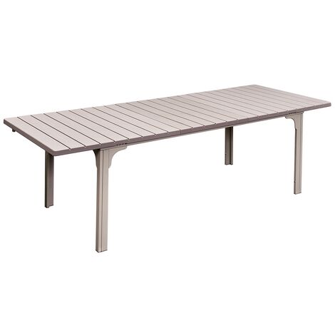 TAVOLO TENERIFE ALLUNGABILE IN METALLOBEIGE 180-240X90X76H DOGHE EFFETTO LEGNO