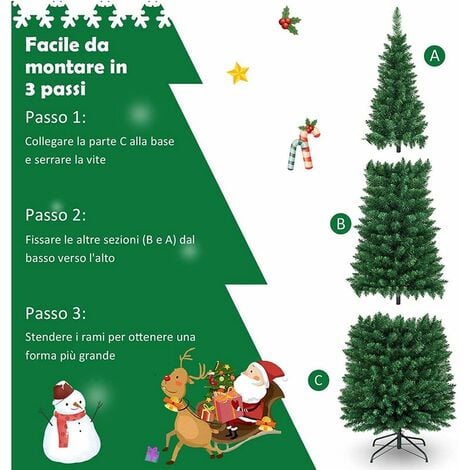 Albero Di Natale 210 Cm Silvestre Innevato Slim 442 Rami Super