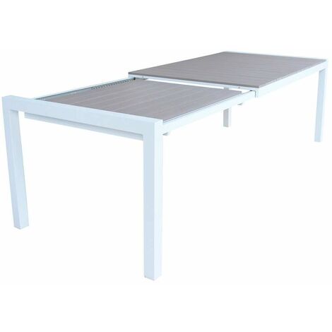 TAVOLO WAIKIKI ALLUMINIO BIANCO ALLUNGABILE 162/242X100X74H PIANO IN POLYWOOD