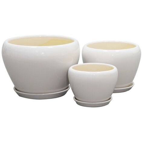 SET 3 CASPO BOMBATO CERAMICA BIANCO LUCIDO