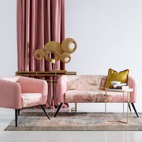 POLTRONA STAMPATA ROSA VELLUTO CM.75X71X71