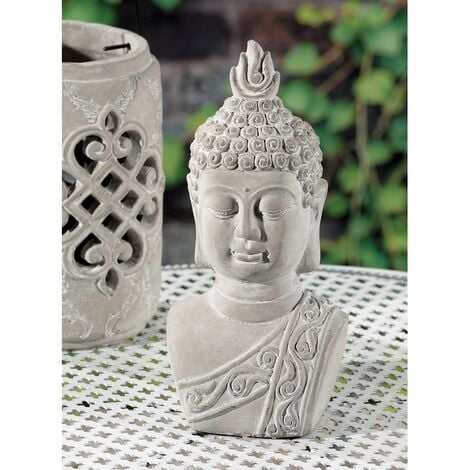 Vaso testa di buddha cemento grigio — Oggettistica