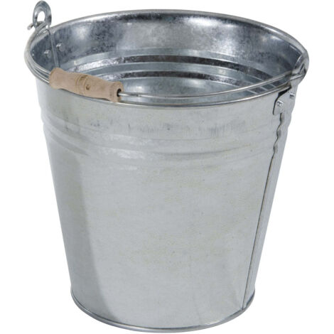 VERDELOOK Secchio in Zinco Rinforzato con Impugnatura in Legno, Capienza 12 Litri, Diametro 31 cm, Altezza 29 cm, Secchio Multifunzionale, Secchio per Acqua, Mangimi, Cenere