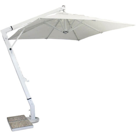 OMBRELLONE VENERE BIANCO DELUX 3X4 PALO 93X93 TELO 300GR 8 STECCHE IN ALLUMINIO (1/5)