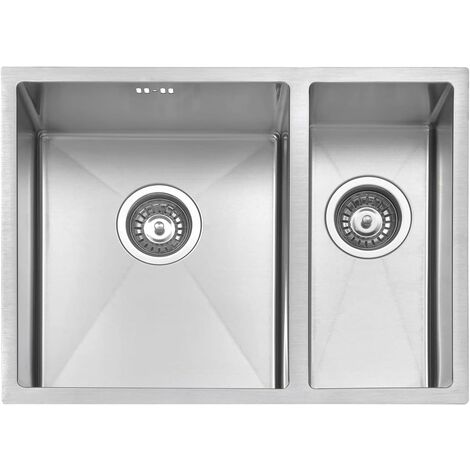 JASSFERRY Évier de cuisine 1,5 Bac , Acier Inoxydable, sous plan 590 x 440 mm avec trop-plein