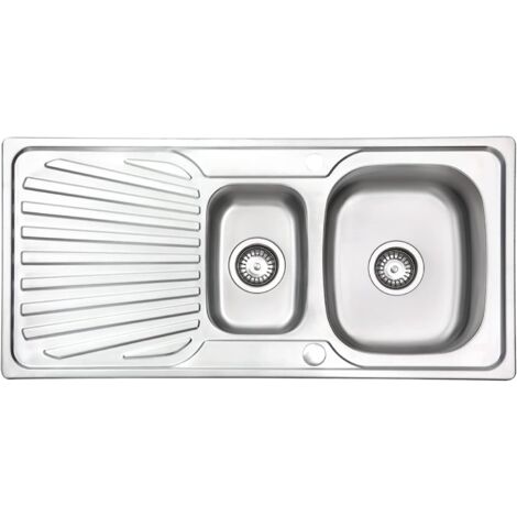 JASSFERRY Évier de cuisine 1,5 Bac , encastrable en acier inoxydable 1000 x 480 mm avec égouttoir réversible