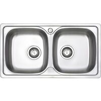 JASSFERRY Évier de cuisine 2 Bacs , Acier Inoxydable, évier à encastrer, avec vidage, 80 x 44 cm