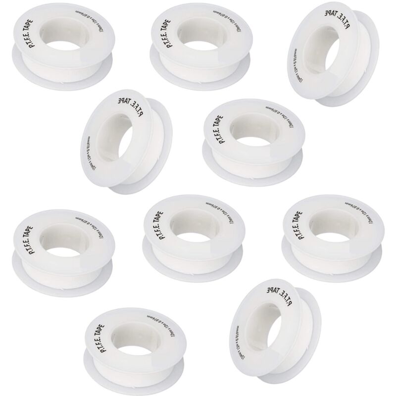 Schläfer 185101 Nastro Sigillante Impermeabile Idraulico In PTFE, Nastro Teflon Con Certificato DVGW Ad Alta Densità Per Riparare Tubi, Rubinetti, Valvole, 12mm X 12mt, Bianco, Conf. 10 Rotoli