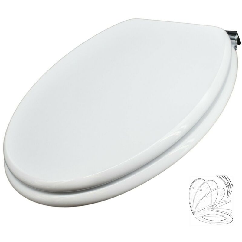 Sedile WC Con Chiusura Soft Close Universale - Forma D, Bianco, 45.8x36.1 Cm, Facile Da Pulire - Foto 2
