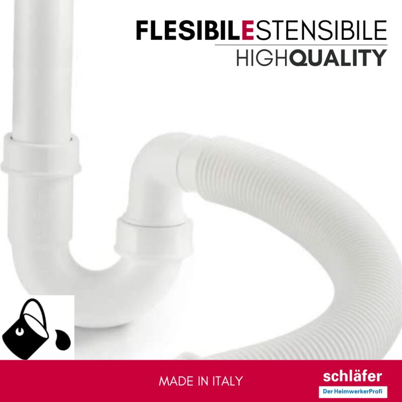 Uzman Sabbia 80 Doppio Sifone Con Tubo Flessibile, Doppio