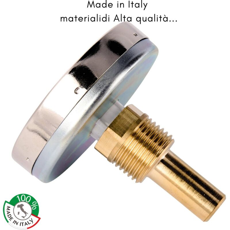 Termometro Bimetallico Per Tubi - Scala 0-120&deg;C, Diametro 63mm, Acciaio Inox