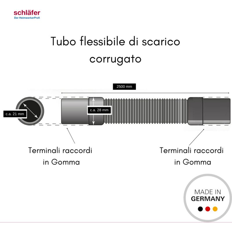 Tubo Scarico Lavatrice Universale 1,5 M Con Staffa A U – Flessibile Anti-Piega 21/25mm Per Lavastoviglie E Lavatrici