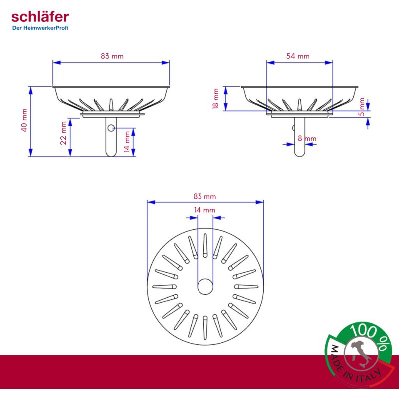 Tappo Per Lavello Con Filtro A Cestello 3.5'' - Acciaio Inox, Diametro 114mm, Prodotto In Germania - Foto 10