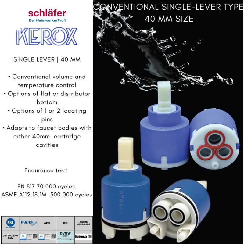 Cartuccia Miscelatore Kerox K40-B 40mm - Ricambio Per Rubinetti Cucina E Bagno, Ceramica A 2 Piedini - Foto 6