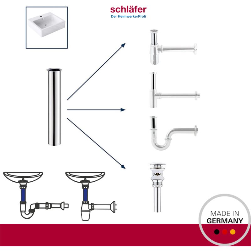 Canotto Per Sifone Schläfer - Ottone Cromato, Ø32x200 Mm, Con Flangia, Per Lavandini E Scarichi - Foto 11