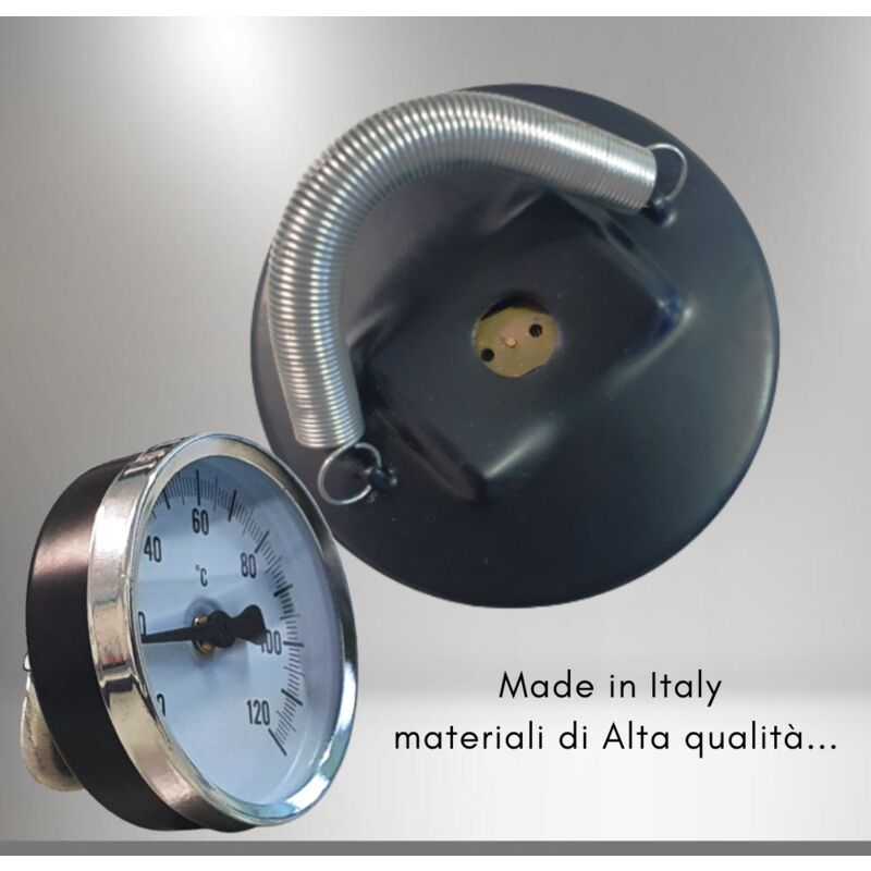 6 Termometri Bimetallici A Molla Per Tubi 0-120°C - Per Caldaie, Caminetti, Riscaldamento - Diametro 63 Mm