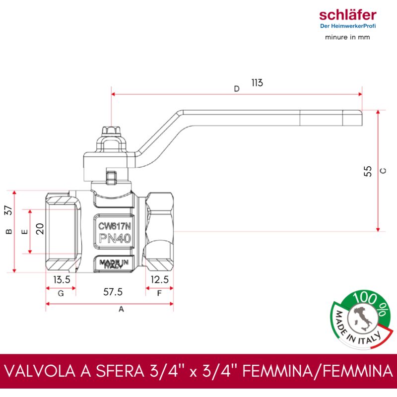 Joywayus Valvola A Sfera In Ottone 3/4 Pollice - Doppia Attacco Femmina NPT, Raccordo Per Tubi, Maniglia Antiscivolo, Per Acqua, Aria E Gas - 5