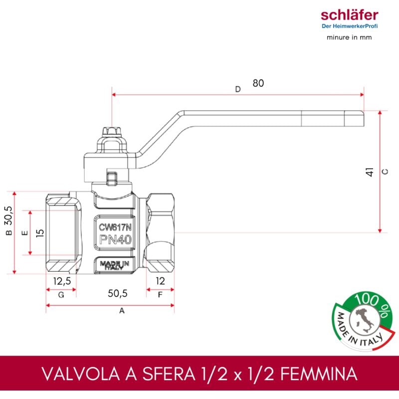 Rubinetto A Sfera Per Caldaie Gas Con Girello A Squadra 1/2x1/2