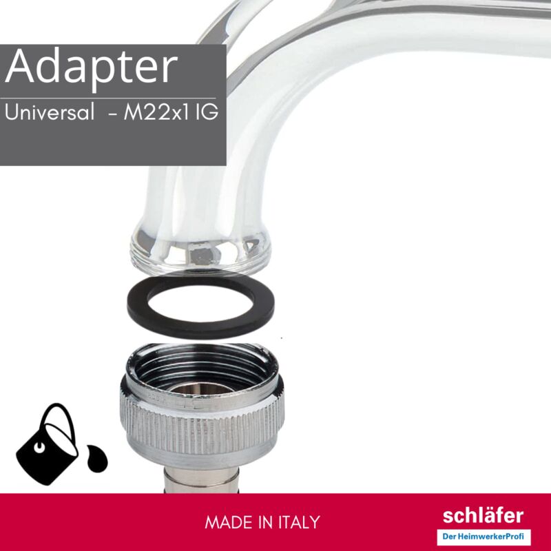 Schläfer | Raccordo Portagomma Per Rubinetto Filetto M22x1 Femmina Con Girello - Foto 3