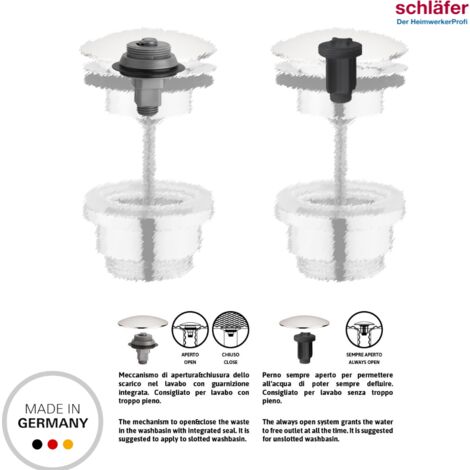 Scarico Pop Up Click Clack Per Lavandino E Lavabo – Valvola Con Troppopieno In Acciaio E Ottone, Montaggio Facile Senza Attrezzi