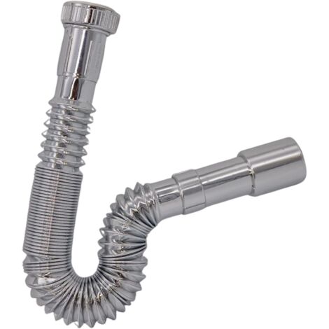 Schläfer 439309 Sifone Flessibile Universale per Lavabo Bagno e Cucina, Lavandino G 1 1/4" con Scarico a Diametro Regolabile da 32 a 40mm e Tubo di Scarico a S Estendibile da 360 a 800mm