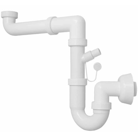 Schläfer 4395025 Sifone Universale 1"1/2 per lavelli - Uscita diam 40mm, Set Sifone a S in Plastica, Scarico Lavandino Autopulente Salvaspazio per Lavello Singolo con Attacco Lavastoviglie Lavatrice