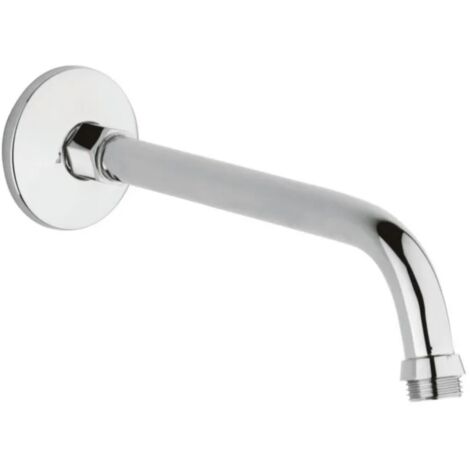 Schläfer 137210 Braccio Soffione 1/2" Inclinato 45° in ottone cromato, con rosone per montaggio a parete, tubo doccia diam 16 mm, L. 150 mm, Attacchi Universali 1/2"G, Braccetto Doccia Curvo