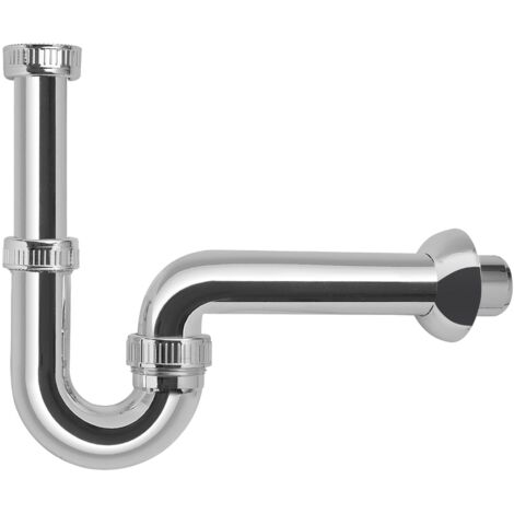 Schläfer 4395113 Sifone a S per Scarico Lavandino Bagno, Bidet e Cucna, Sifone in Abs Cromato, Sifone Antiodore, Misure 1 1/4", Raccordo Finale a Parete Ø 40mm